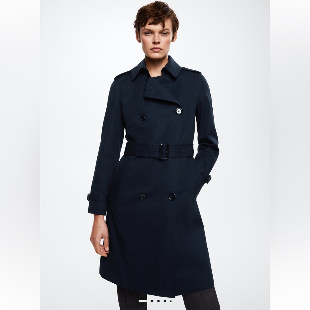 Mango Women's Navy Trench Coat